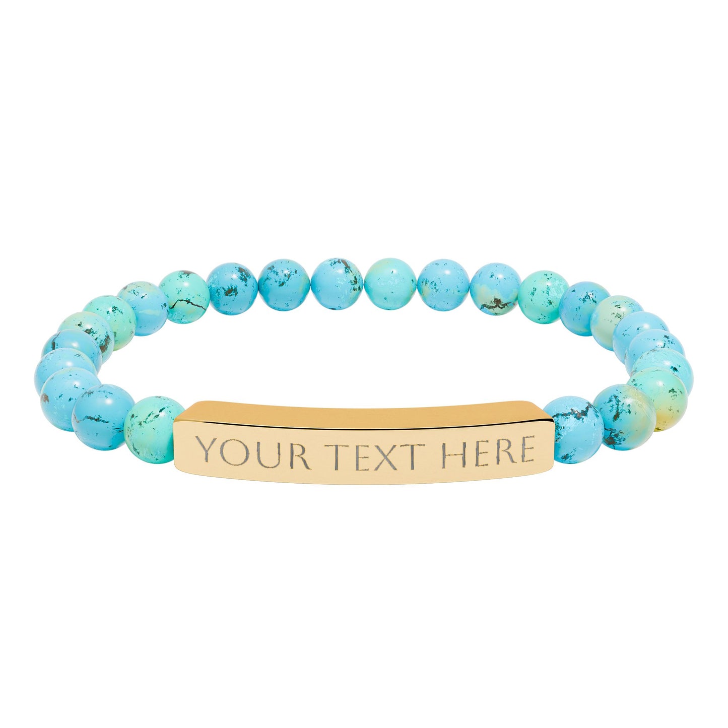Personalized Engraved Natural Stone Stretch Bar Bracelet