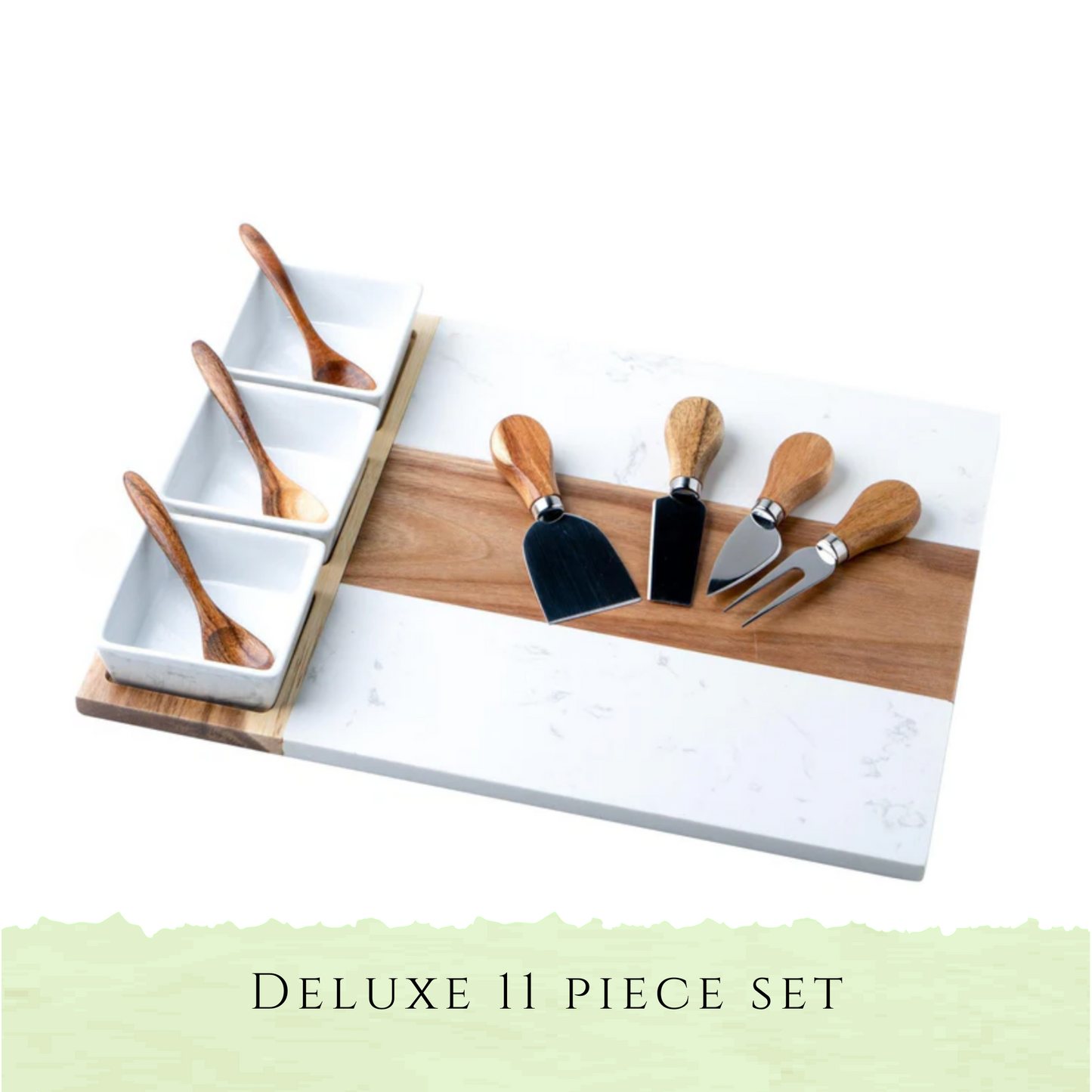 Custom Marble & Wood Charcuterie Board Deluxe Set