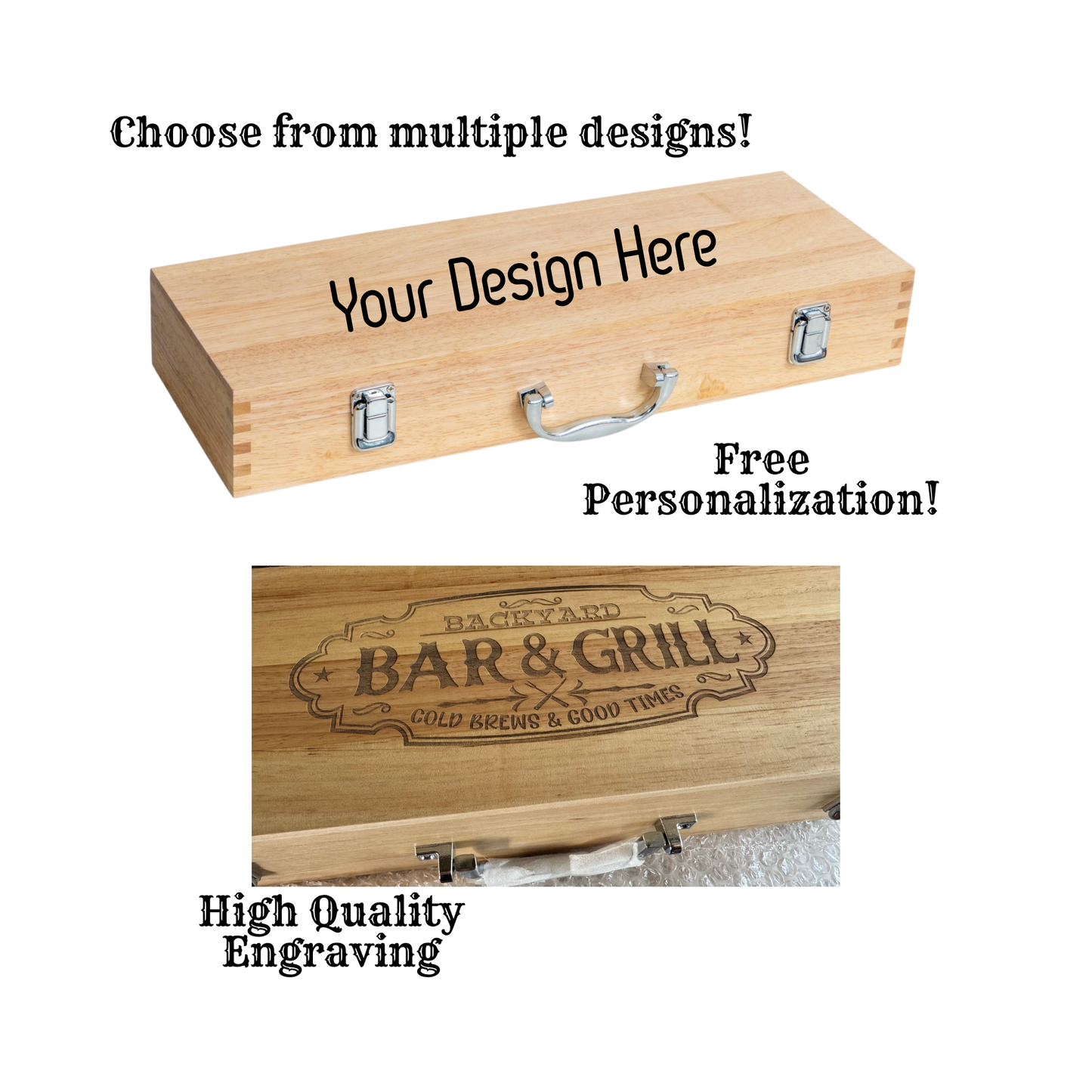 Custom Engraved Grill Set