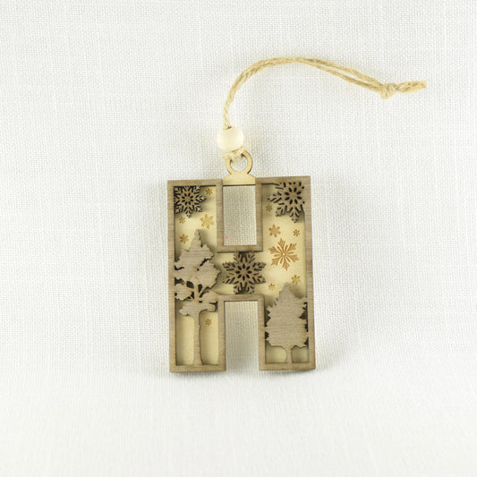 Winter Woodland Letter Ornament