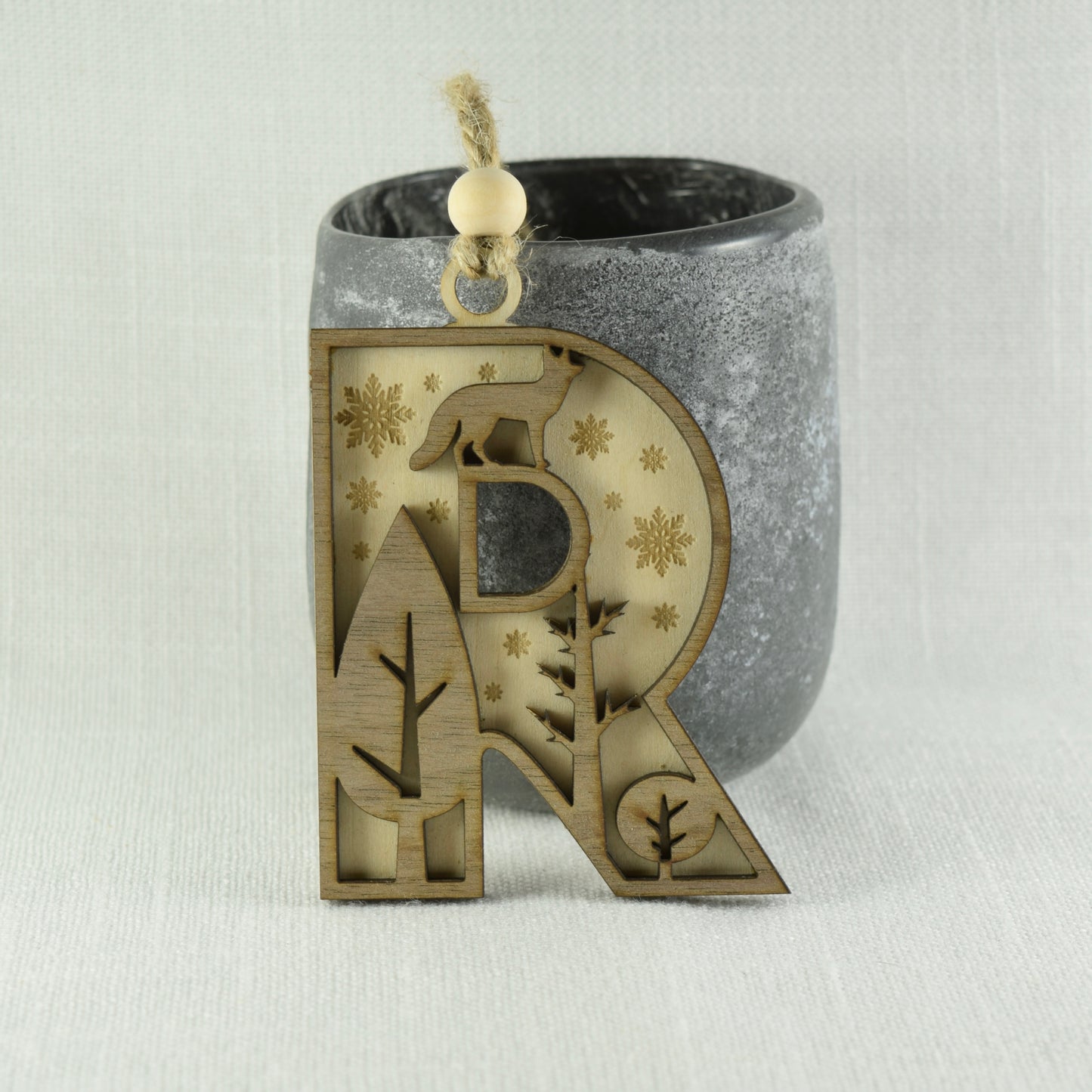 Winter Woodland Letter Ornament