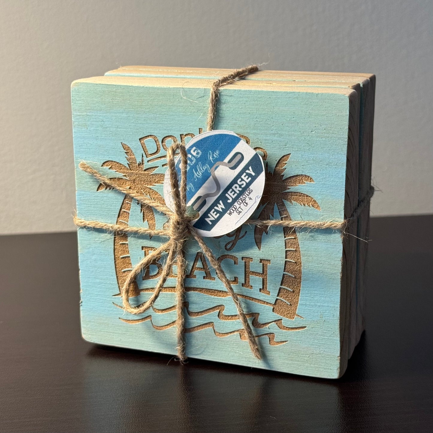 Hand Painted & Engraved Wood Coaster Sets