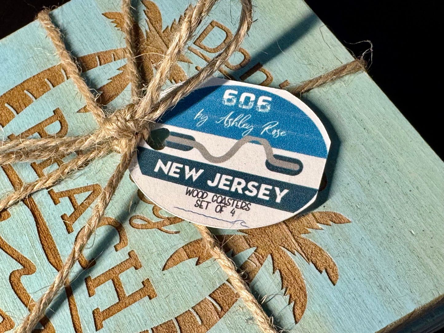 Wild Barefoot & Free Hand Painted & Engraved Wood Coaster Set