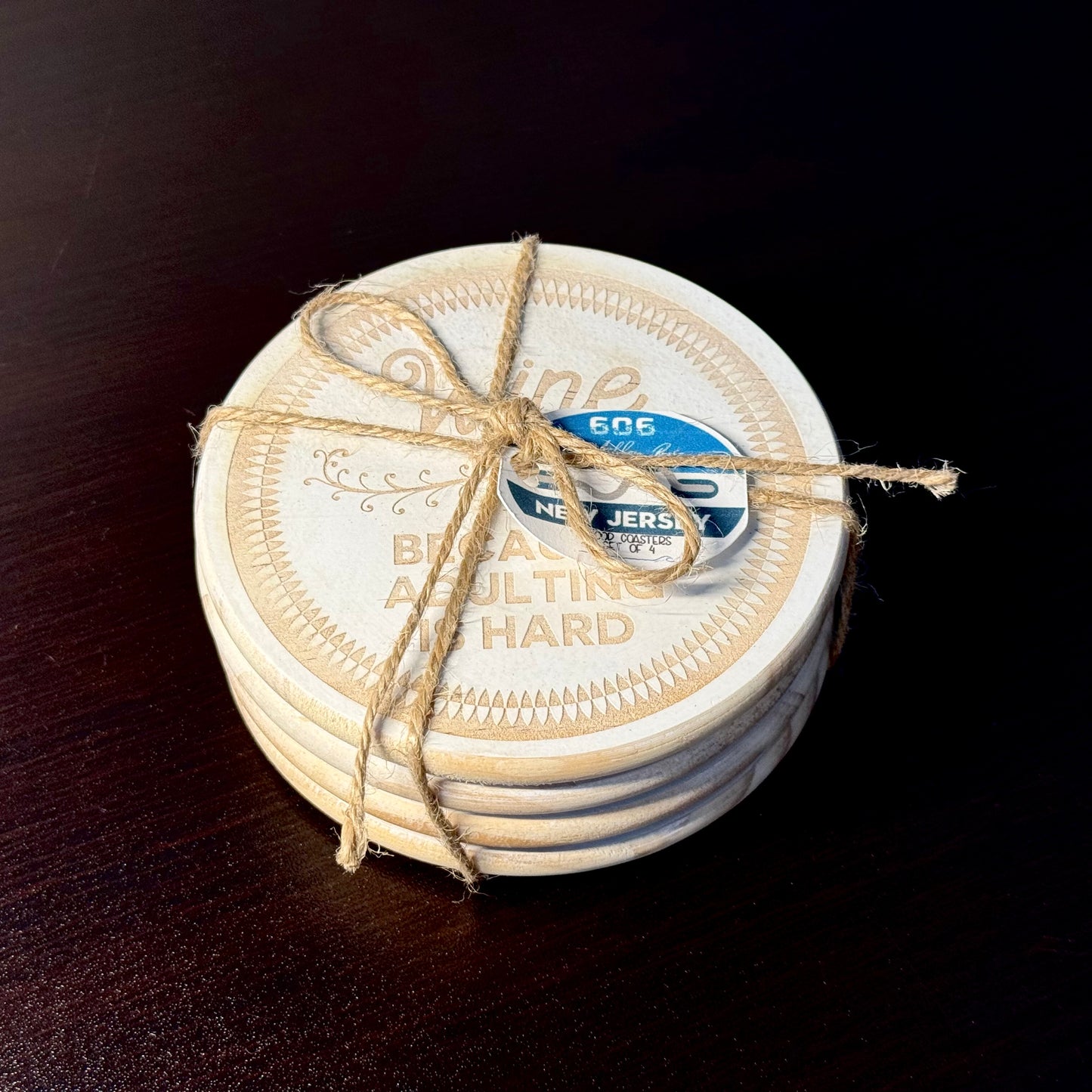 Hand Painted & Engraved Wood Coaster Sets