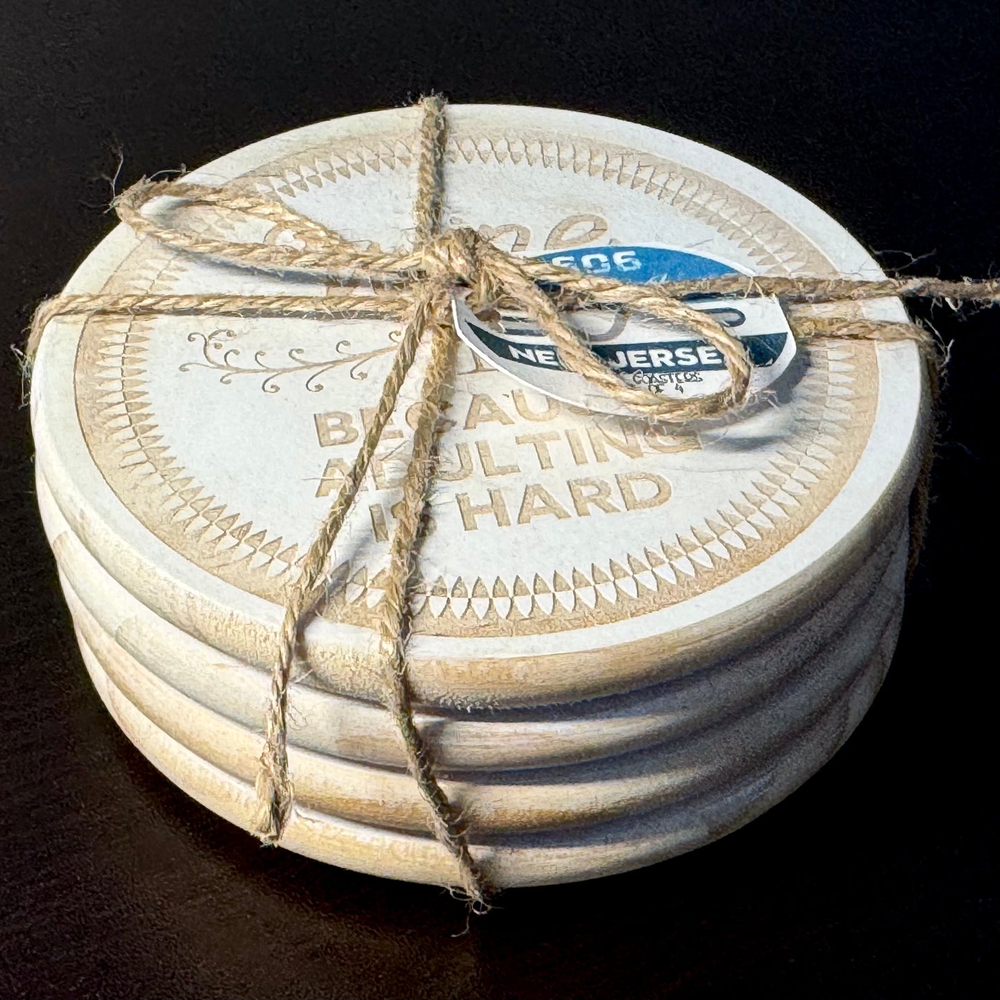 It's Always Wine O'clock Hand Painted & Engraved Wood Coaster Set