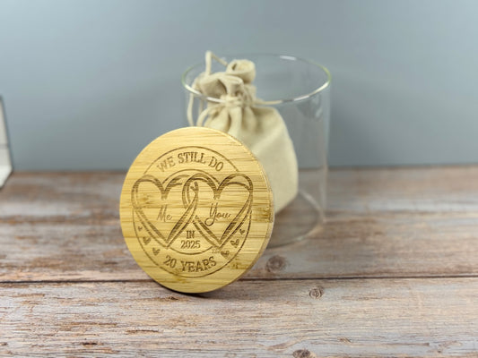 Couples’ Activity Jar – Personalized Wood Lid & Iridescent Date Night Tokens