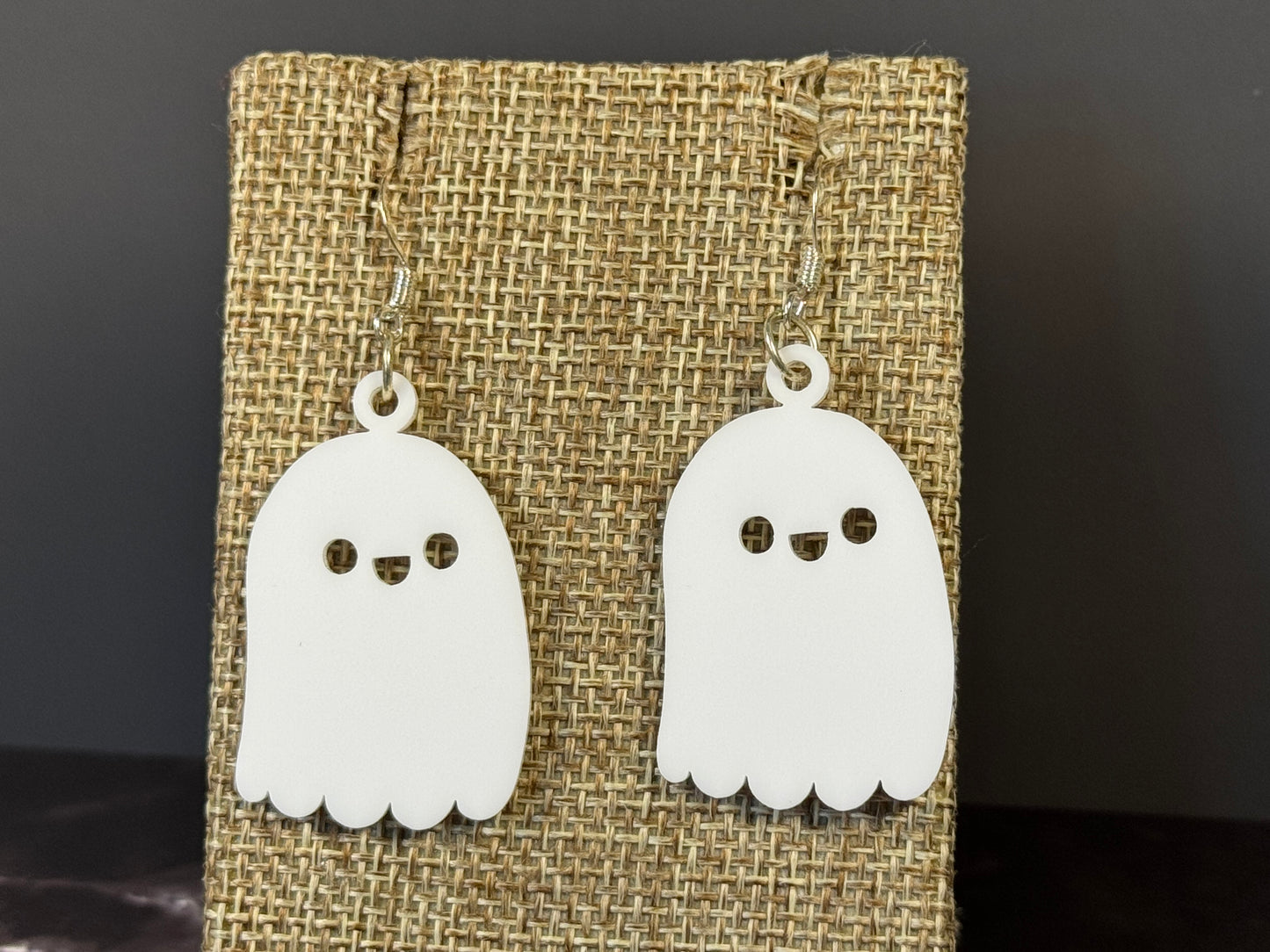 Acrylic Ghost Dangle Earrings – Handmade Spooky Jewelry