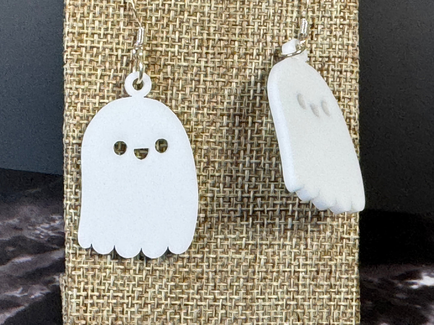 Acrylic Ghost Dangle Earrings – Handmade Spooky Jewelry