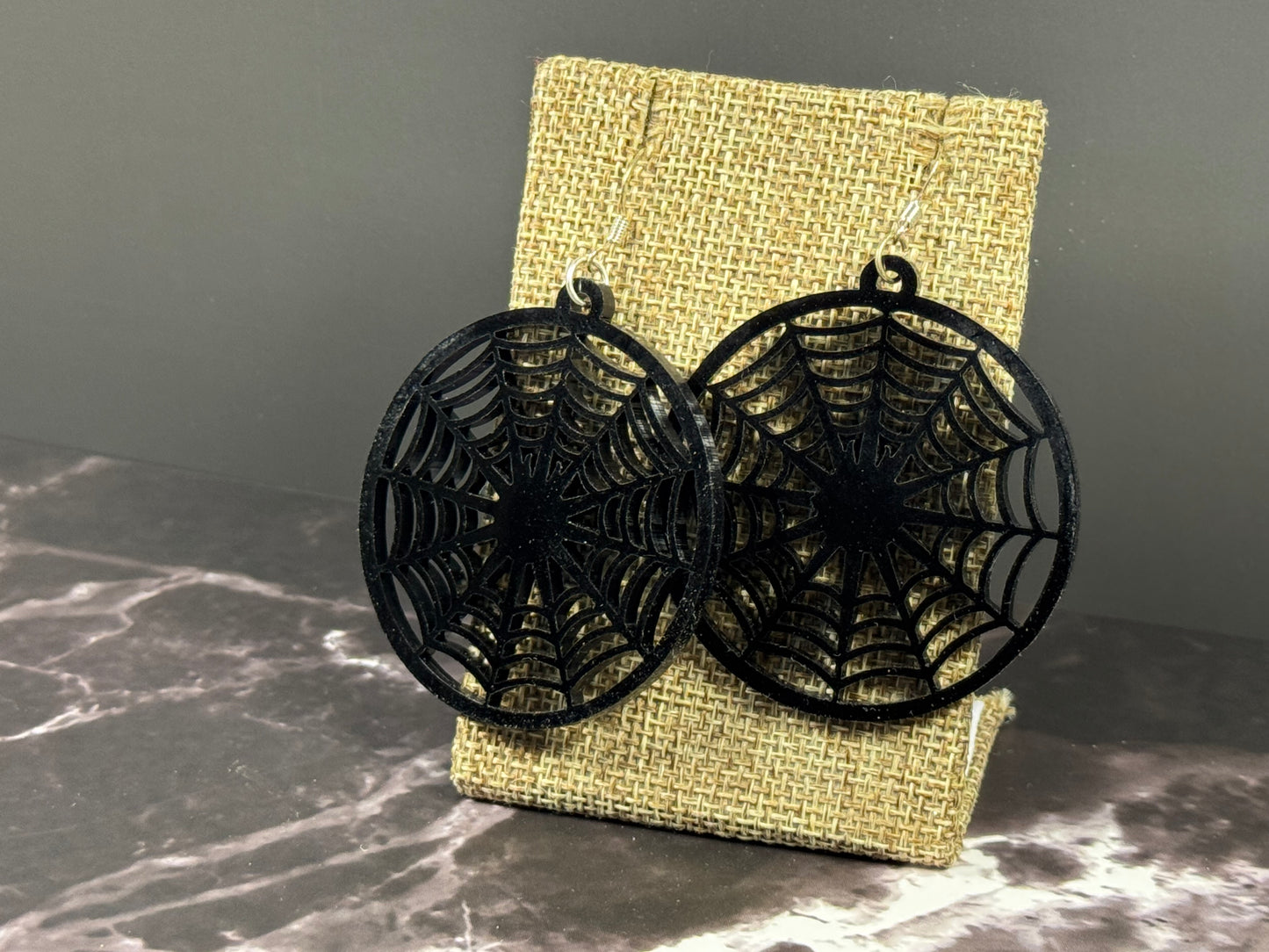 Gothic Spiderweb Dangle Earrings – Handmade Halloween Jewelry