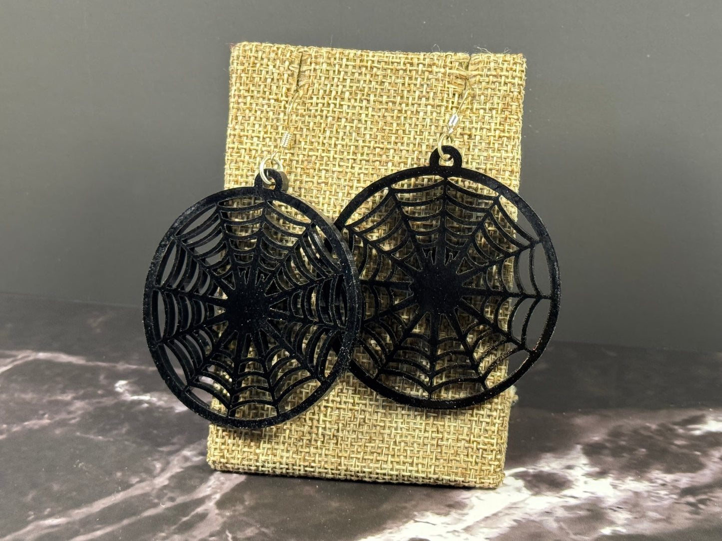 Gothic Spiderweb Dangle Earrings – Handmade Halloween Jewelry