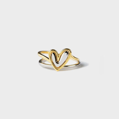 Two Tone Stacked Heart Ring