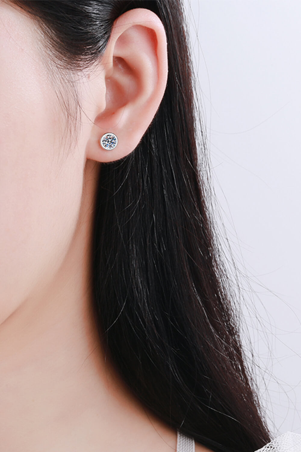 Moissanite Round Stud Earrings