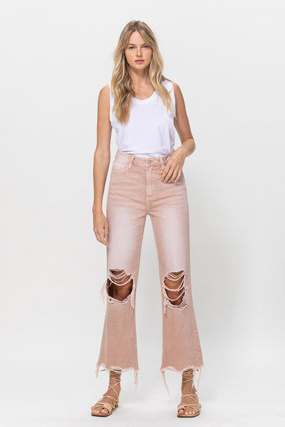 Dusty Rose 90's Vintage Crop Flare Jeans