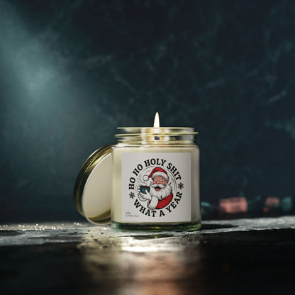 Ho Ho Holy Shit What A Year Scented Candle, Coconut Apricot Wax (4oz, 9oz)