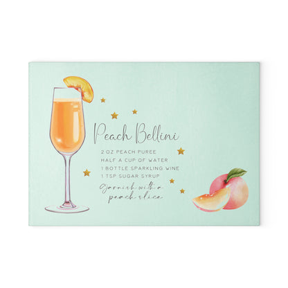 Peach Bellini Recipe Glass Cutting Board