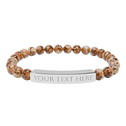 Personalized Engraved Natural Stone Stretch Bar Bracelet
