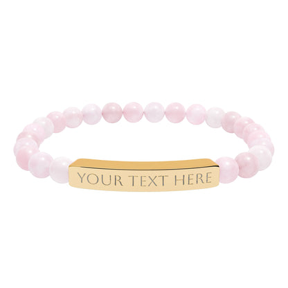 Personalized Engraved Natural Stone Stretch Bar Bracelet