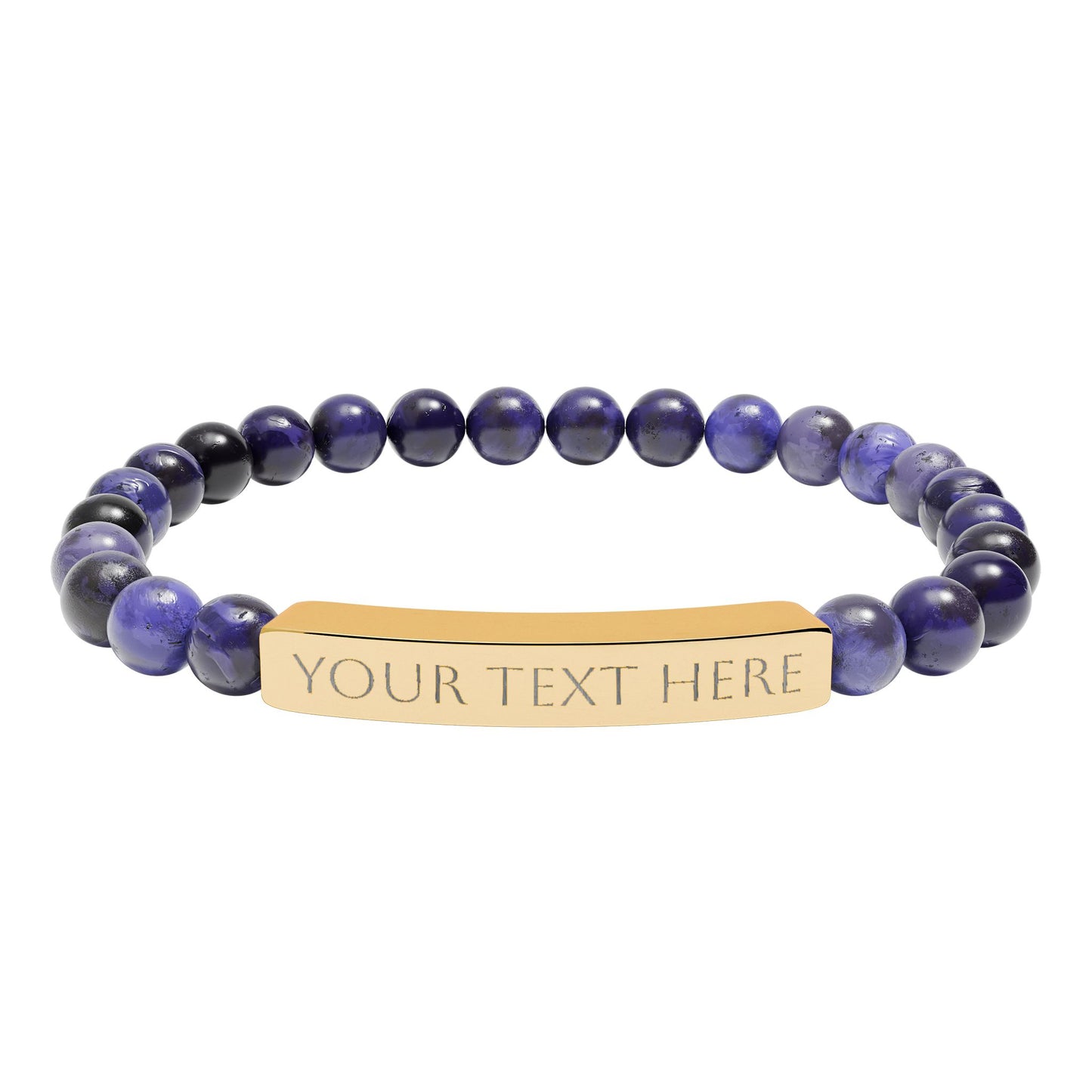 Personalized Engraved Natural Stone Stretch Bar Bracelet
