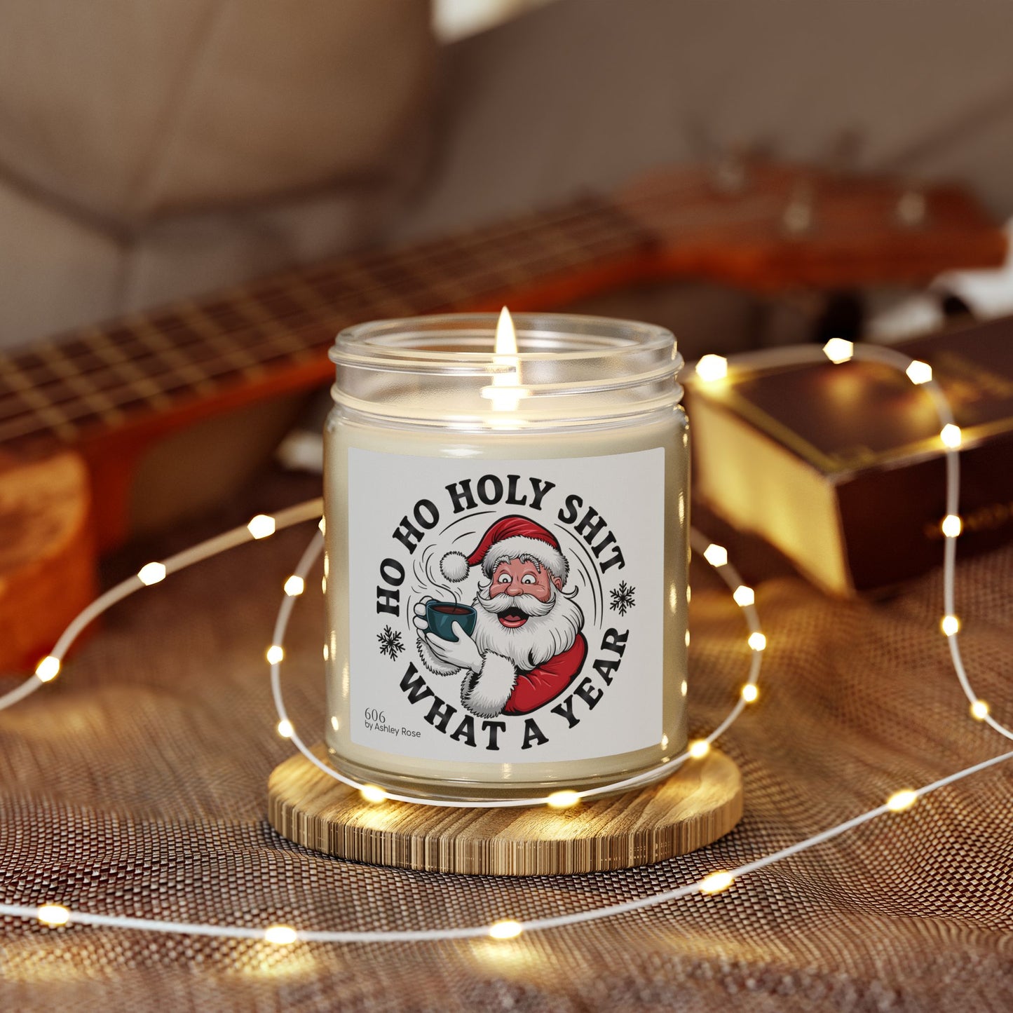 Ho Ho Holy Shit What A Year Scented Candle, Coconut Apricot Wax (4oz, 9oz)