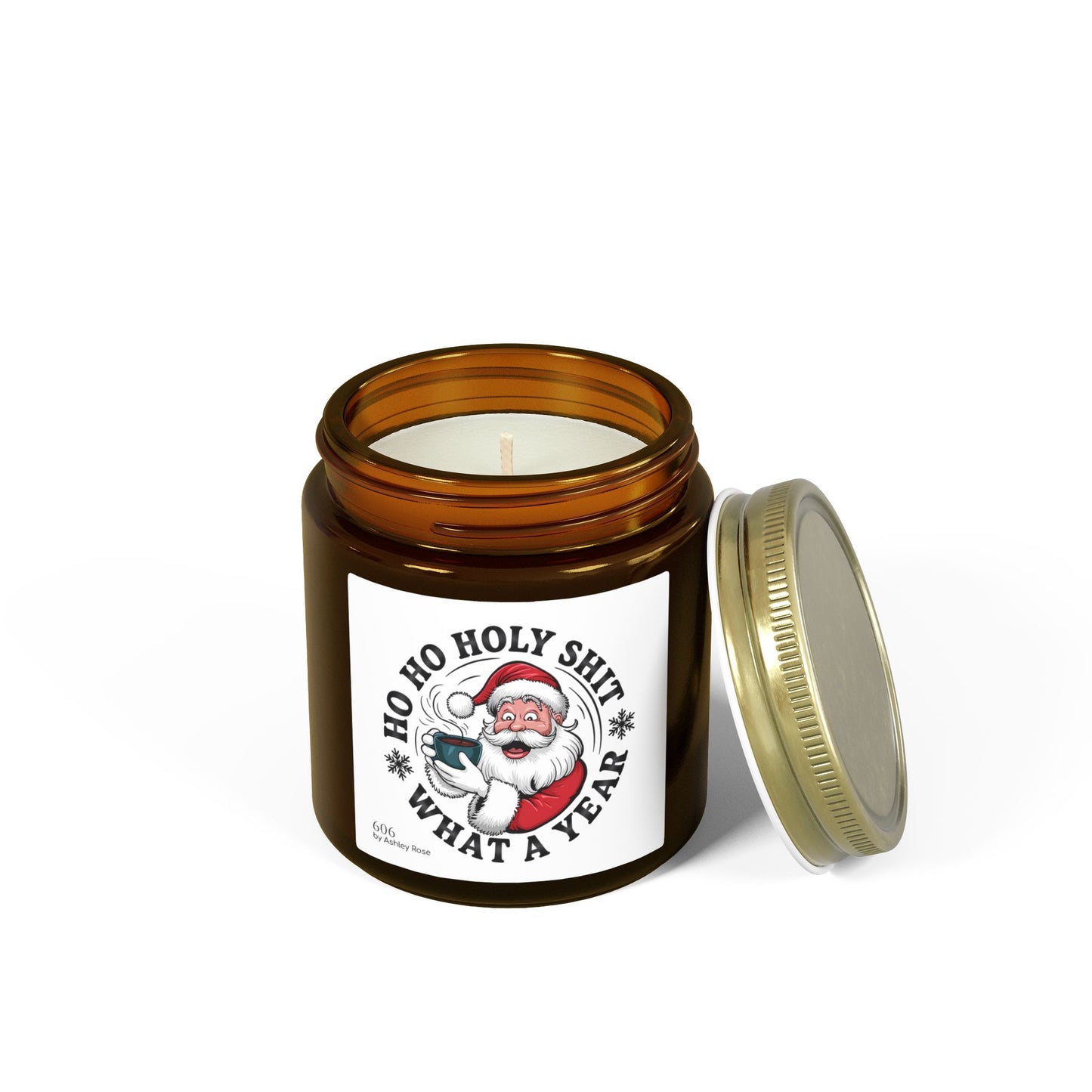 Ho Ho Holy Shit What A Year Scented Candle, Coconut Apricot Wax (4oz, 9oz)