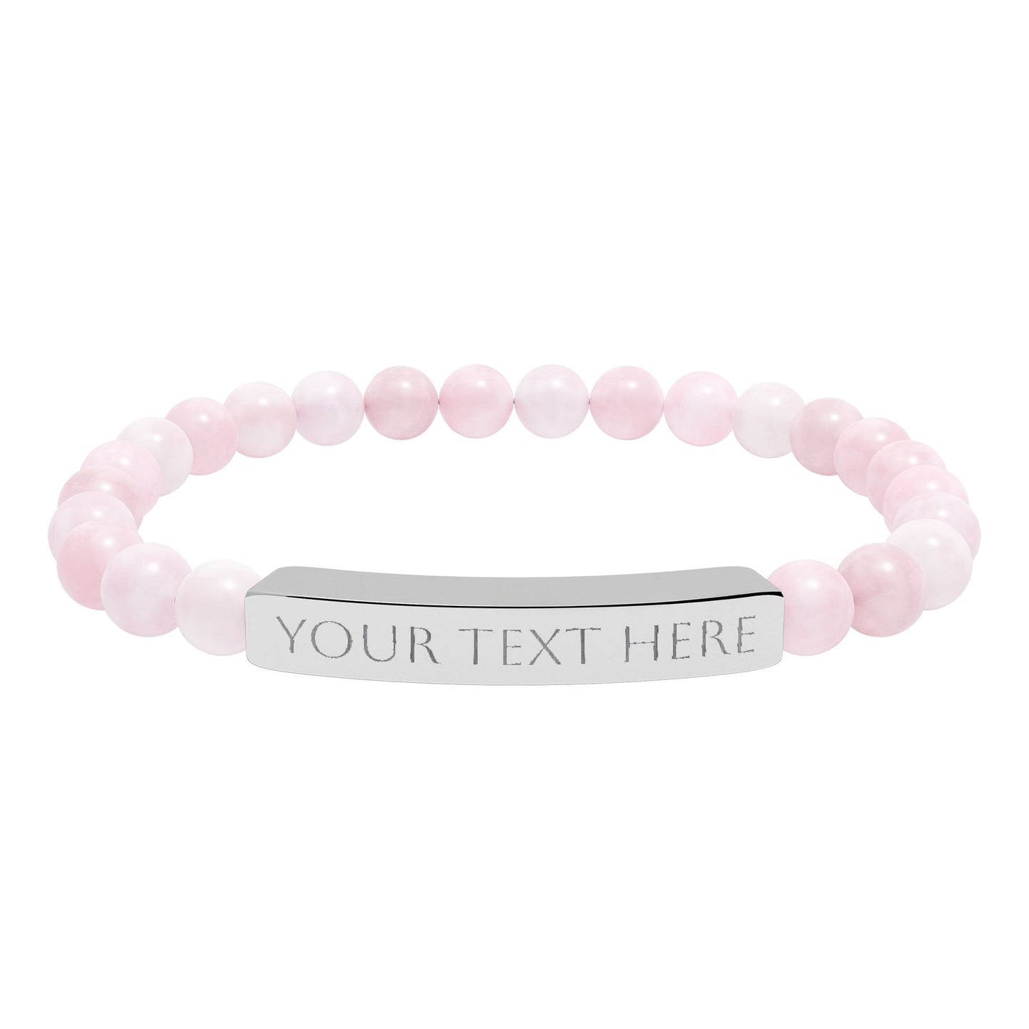 Personalized Engraved Natural Stone Stretch Bar Bracelet
