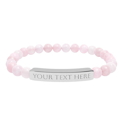 Personalized Engraved Natural Stone Stretch Bar Bracelet