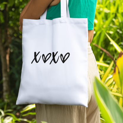 XOXO Canvas Tote Bag – Minimal Black Graphic | Everyday Carryall, meaningful handmade piece by 606