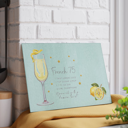 French 75 Recipe Glass Cutting Board