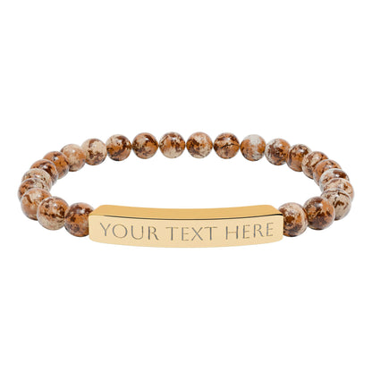 Personalized Engraved Natural Stone Stretch Bar Bracelet
