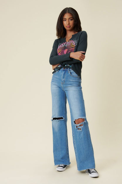 Distressed Wide Fit Jeans