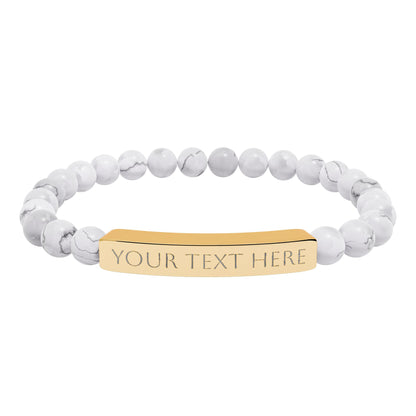 Personalized Engraved Natural Stone Stretch Bar Bracelet