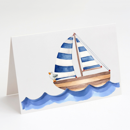 Summer Seagull Greeting Cards – Beach Card Set of 10