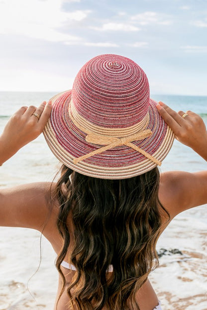 Multi-Stripe Bow Bucket Sunhat