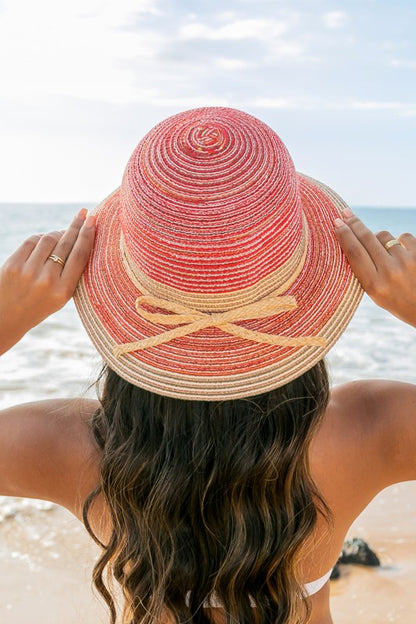 Multi-Stripe Bow Bucket Sunhat