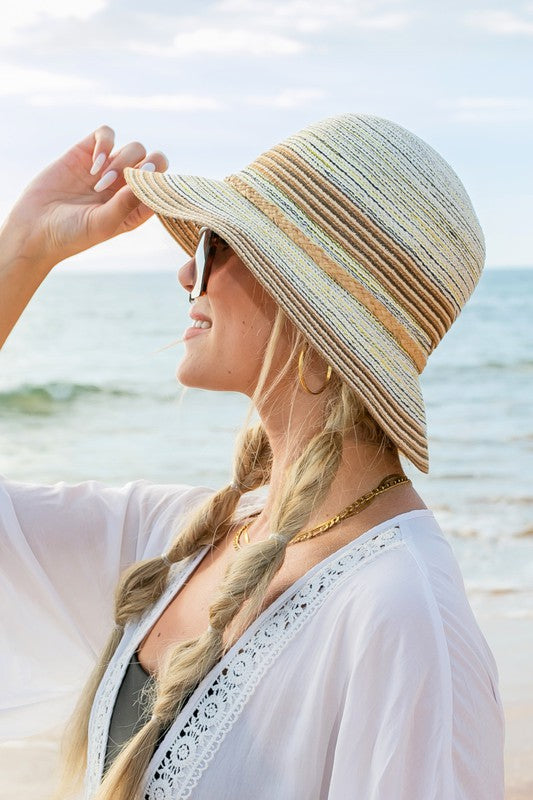 Multi-Stripe Bow Bucket Sunhat