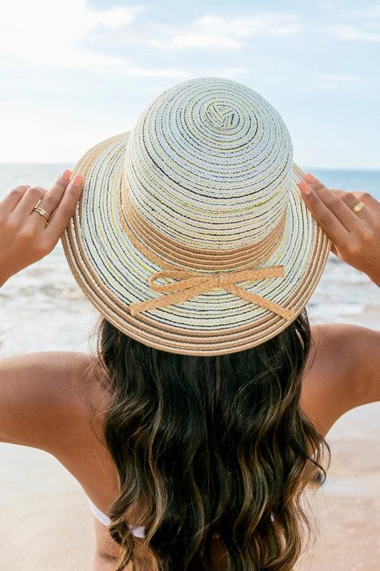 Multi-Stripe Bow Bucket Sunhat