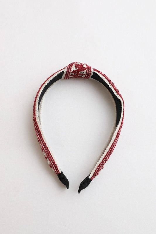 Embroidered Stitch Knotted Headband