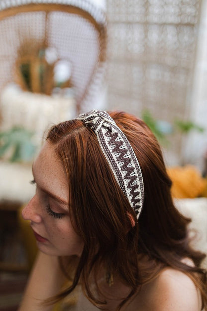 Embroidered Stitch Knotted Headband