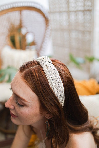 Embroidered Stitch Knotted Headband