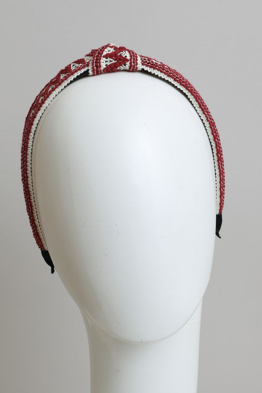 Embroidered Stitch Knotted Headband