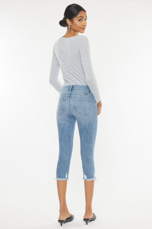 Mid Rise Capri Jeans