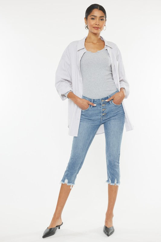 Mid Rise Capri Jeans