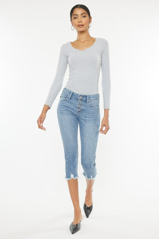 Mid Rise Capri Jeans