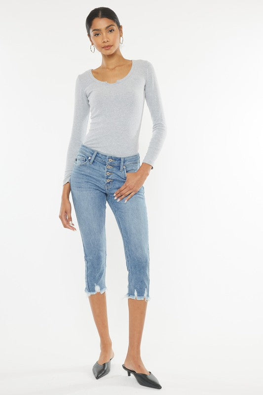 Mid Rise Capri Jeans