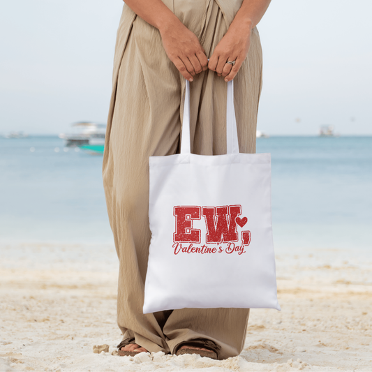EW, Valentine’s Day Canvas Tote Bag – Funny Anti-Valentine Tote, meaningful handmade piece by 606