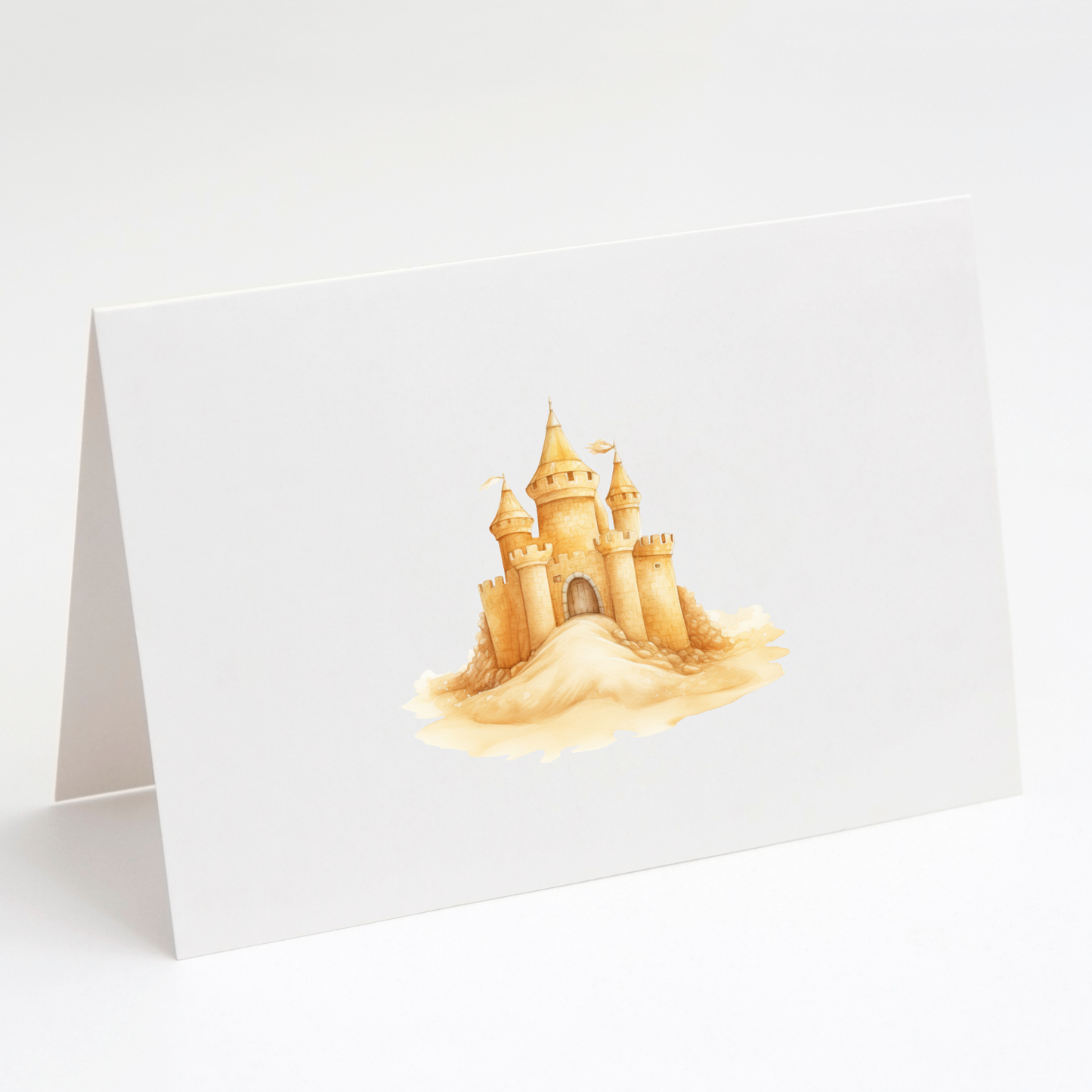 Sandcastle Greeting Cards – Watercolor Beach Card Set of 10, meaningful handmade piece by 606