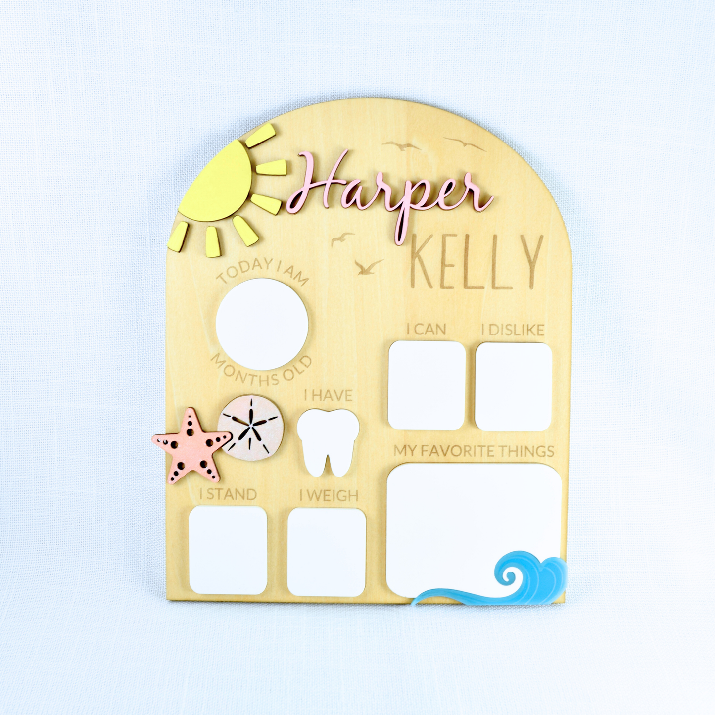 Personalized Beach Baby Milestone Board