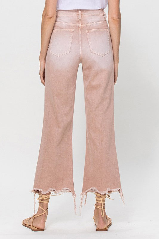 Dusty Rose 90's Vintage Crop Flare Jeans