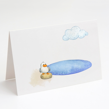 Summer Seagull Greeting Cards – Beach Card Set of 10