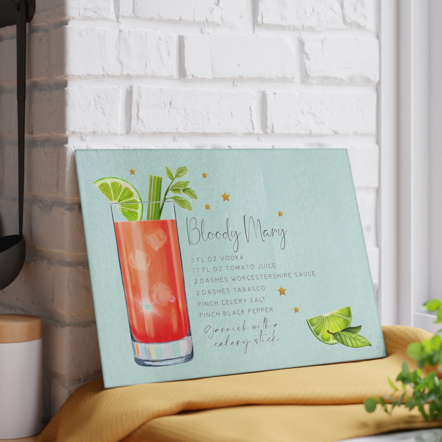 Bloody Mary Recipe Glass Cutting Board